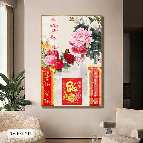 Lịch Tết Tranh Tráng Gương Treo Tường Hoa Mẫu Đơn Sang Trọng