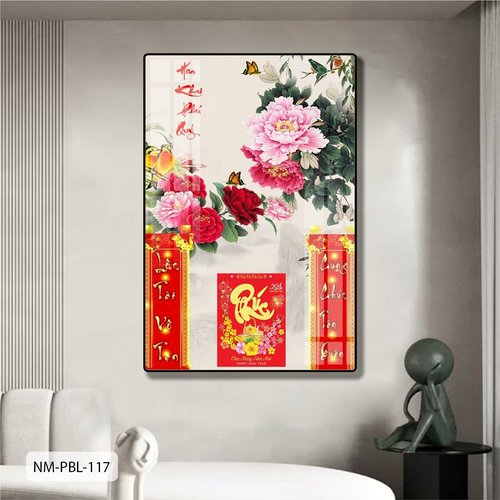 Lịch Tết Tranh Tráng Gương Treo Tường Hoa Mẫu Đơn Sang Trọng