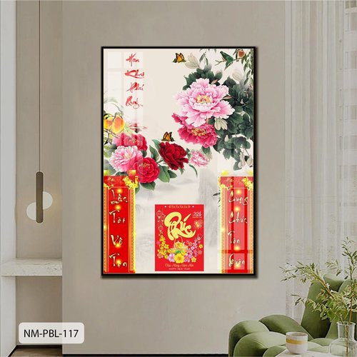 Lịch Tết Tranh Tráng Gương Treo Tường Hoa Mẫu Đơn Sang Trọng