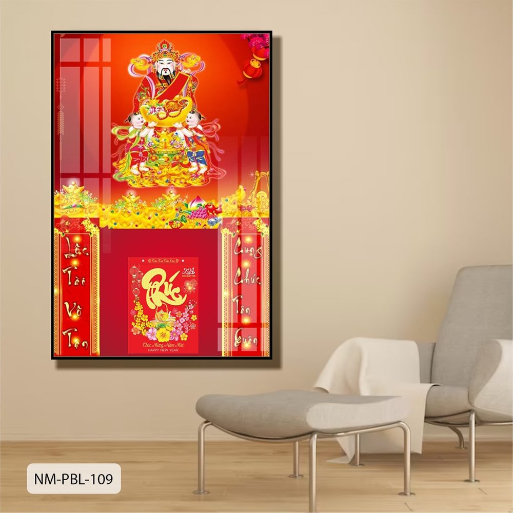 Lịch Tết Tranh Tráng Gương Treo Tường Thần Tài Tiền Vàng Sung Túc