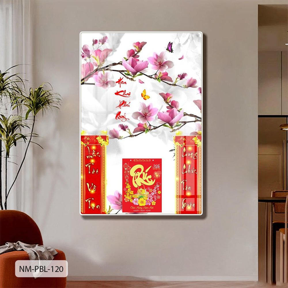 Lịch Tết Tranh Tráng Gương Treo Tường Hoa Anh Đào Khoe Sắc