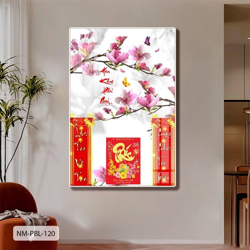 Lịch Tết Tranh Tráng Gương Treo Tường Hoa Anh Đào Khoe Sắc