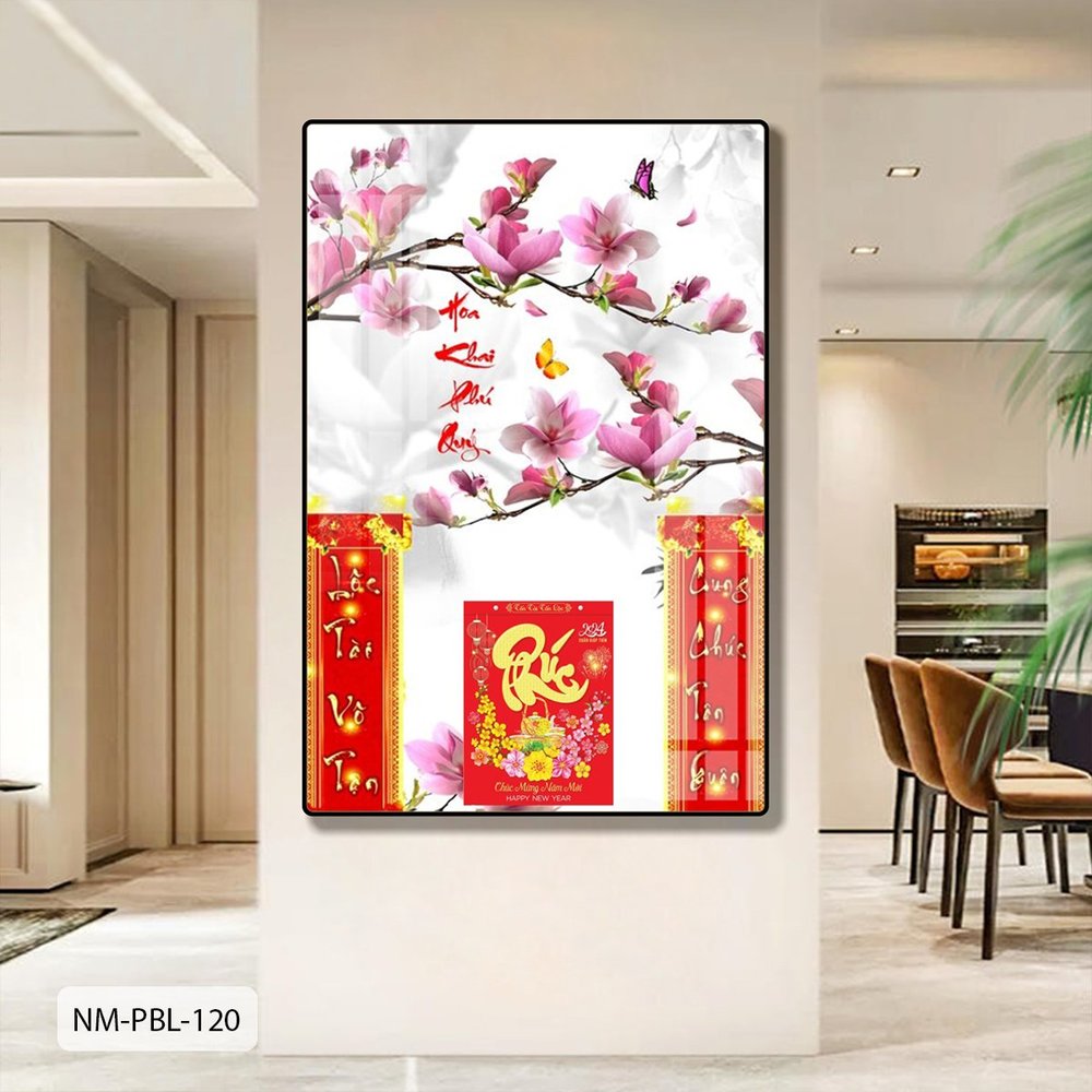 Lịch Tết Tranh Tráng Gương Treo Tường Hoa Anh Đào Khoe Sắc