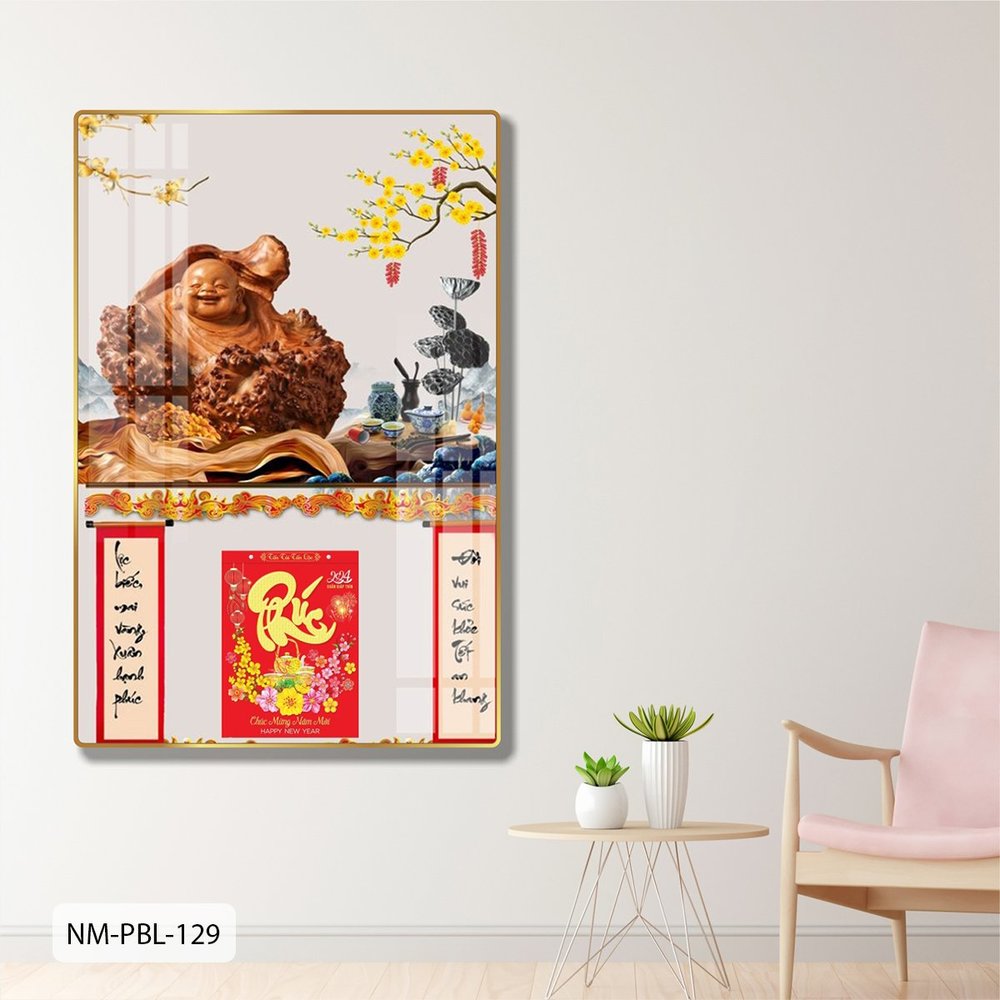 Lịch Tết Tranh Tráng Gương Treo Tường Phật Di Lặc Tài Lộc