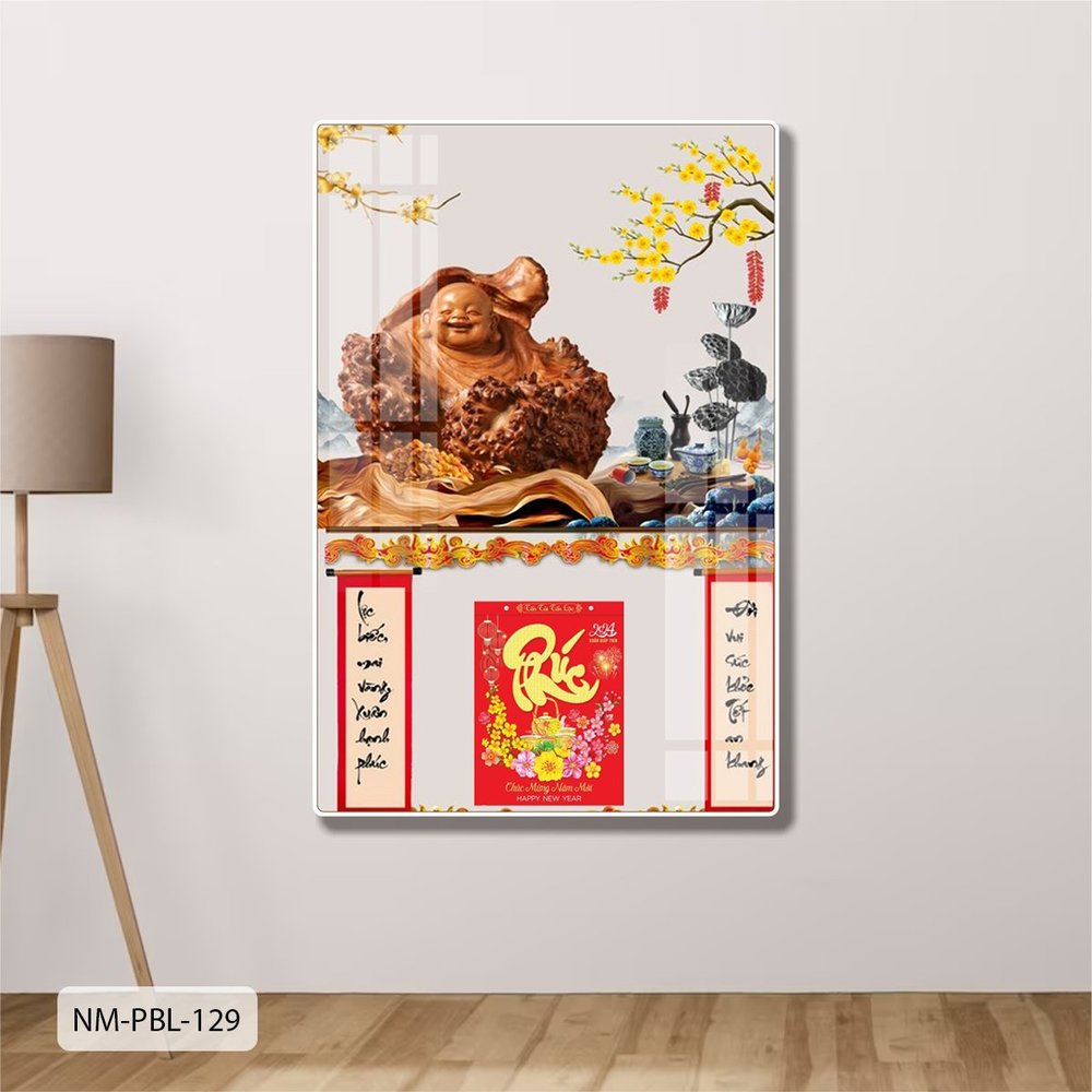 Lịch Tết Tranh Tráng Gương Treo Tường Phật Di Lặc Tài Lộc