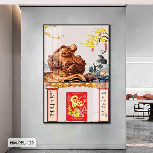 Lịch Tết Tranh Tráng Gương Treo Tường Phật Di Lặc Tài Lộc