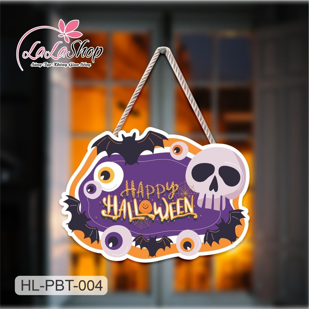 Bảng Treo Cửa Trang Trí Halloween Hình Con Dơi 50x35cm