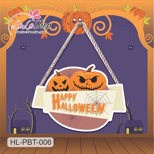 Bảng Treo Cửa Trang Trí Halloween Hình Bí Ngô 50x35cm