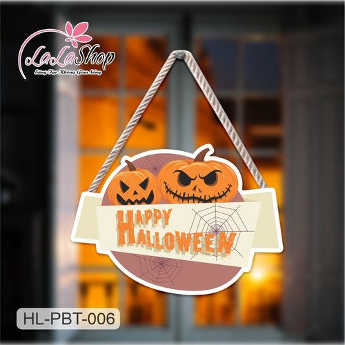 Bảng Treo Cửa Trang Trí Halloween Hình Bí Ngô 50x35cm