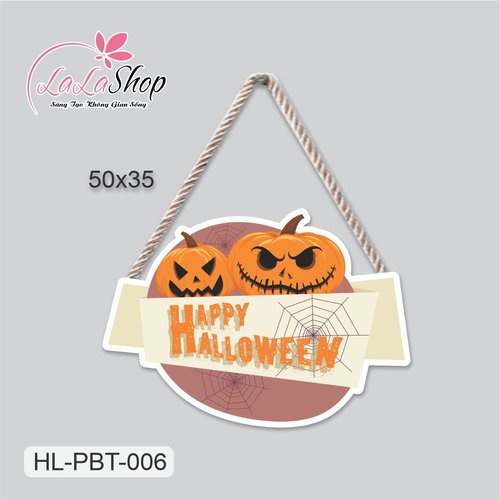 Bảng Treo Cửa Trang Trí Halloween Hình Bí Ngô 50x35cm