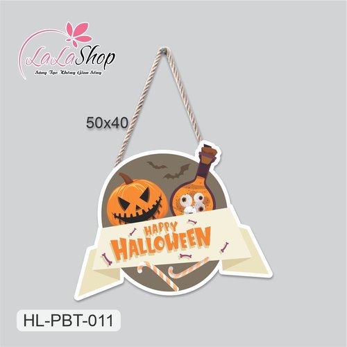 Bảng Treo Cửa Trang Trí Halloween Hình Bí Ngô Mẫu 2 50x40cm