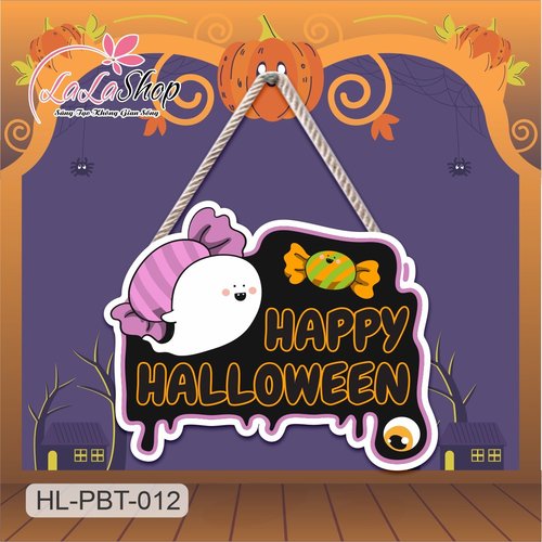 Bảng Treo Cửa Trang Trí Halloween Hình Cục Kẹo 50x40cm