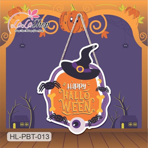 Bảng Treo Cửa Trang Trí Halloween Hình Con Nhện 50x40cm