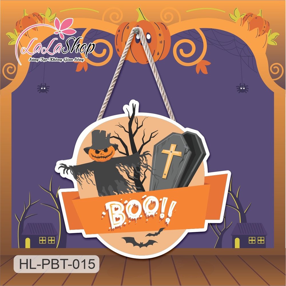 Bảng Treo Cửa Trang Trí Halloween Hình Thần Chết 50x45cm