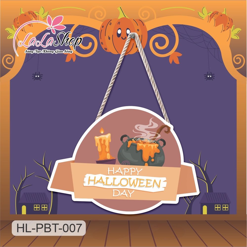 Bảng Treo Cửa Trang Trí Halloween Hình Nến 50x35cm