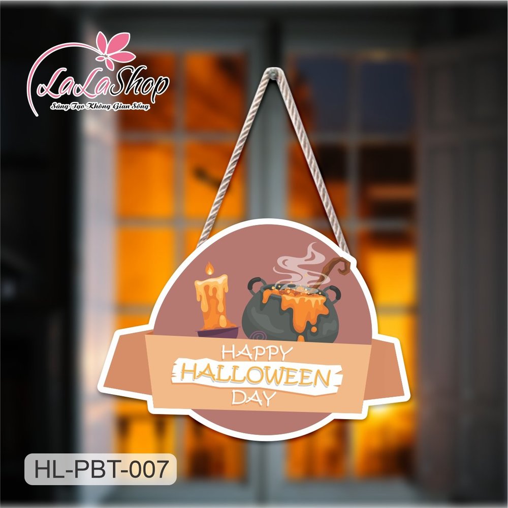 Bảng Treo Cửa Trang Trí Halloween Hình Nến 50x35cm