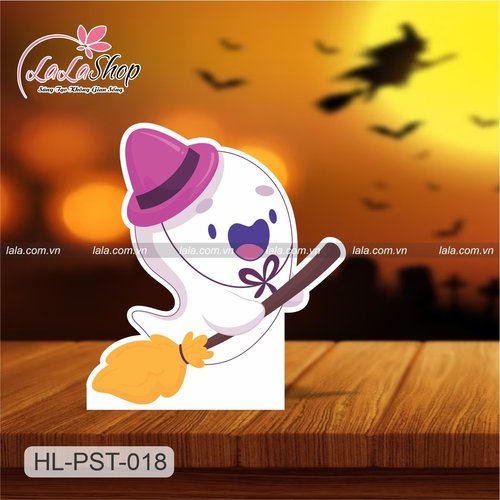 Standee Trang Trí Halloween Con Ma Và Cây Chổi