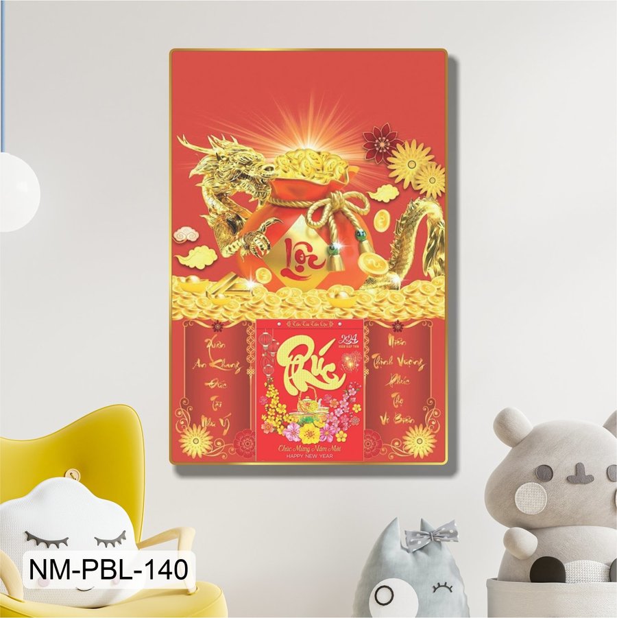Lịch Tết Tranh Tráng Gương Treo Tường Rồng Vàng Tài Lộc 2024