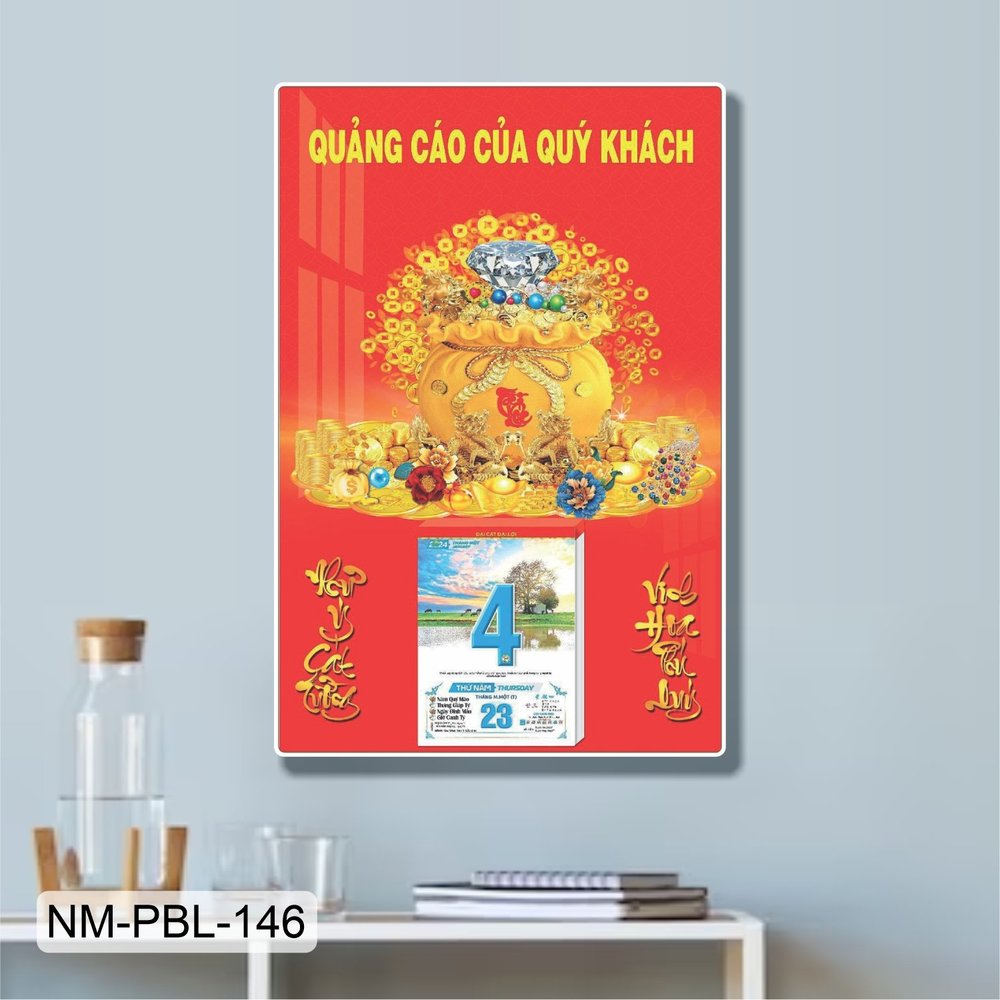 Lịch Tết Tranh Tráng Gương Treo Tường Túi Tiền Tài Lộc Đón Xuân