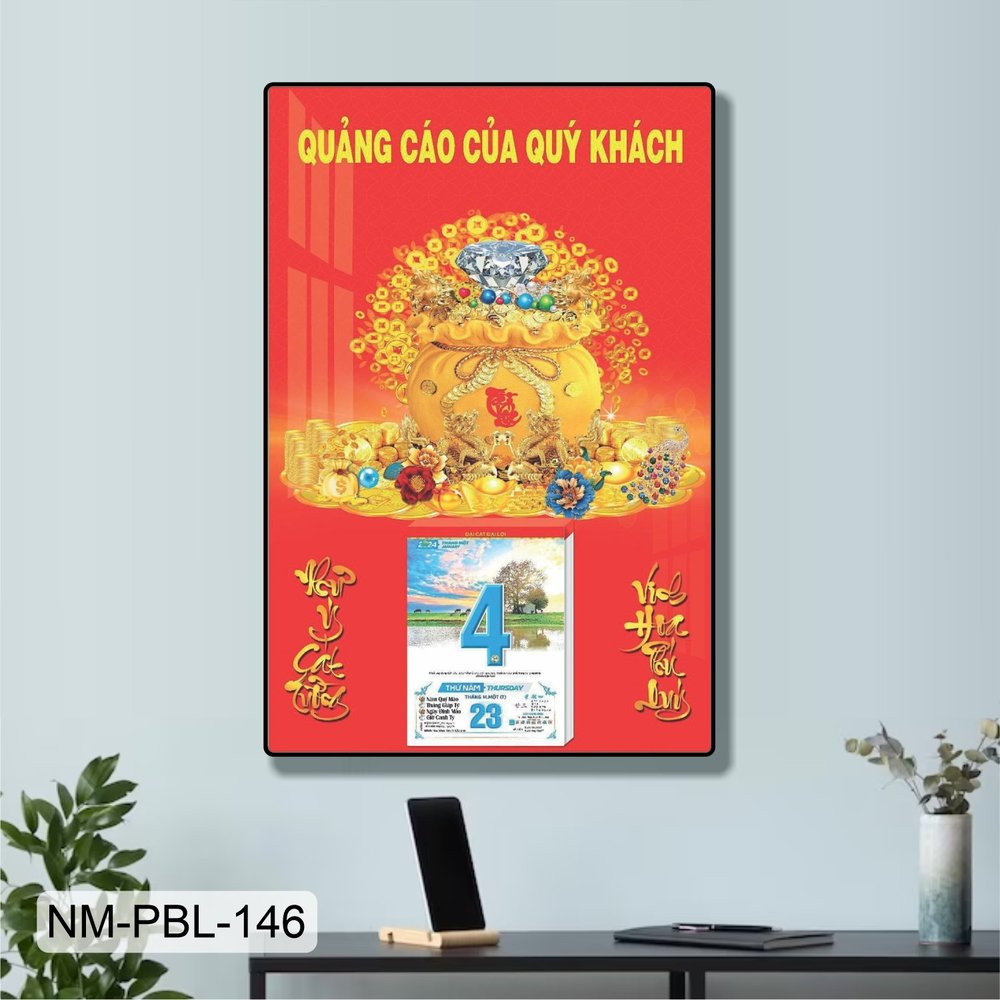 Lịch Tết Tranh Tráng Gương Treo Tường Túi Tiền Tài Lộc Đón Xuân