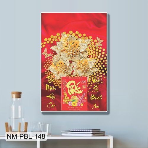 Lịch Tết Tranh Tráng Gương Treo Tường Hoa Trắng Khoe Sắc Rực Rỡ