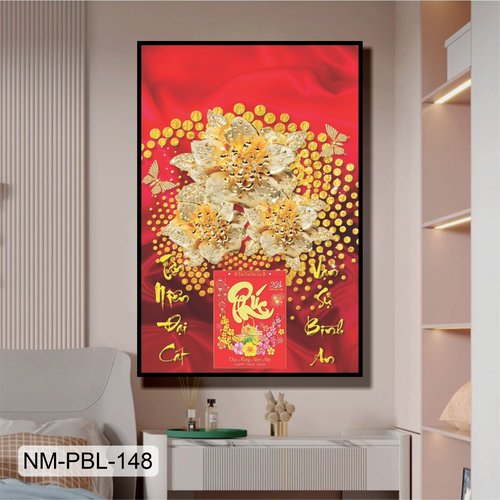 Lịch Tết Tranh Tráng Gương Treo Tường Hoa Trắng Khoe Sắc Rực Rỡ