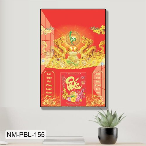 Lịch Tết Tranh Tráng Gương Treo Tường Rồng Vàng Mẫu 1 2025