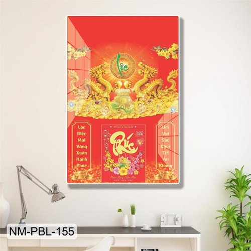 Lịch Tết Tranh Tráng Gương Treo Tường Rồng Vàng Mẫu 1 2025
