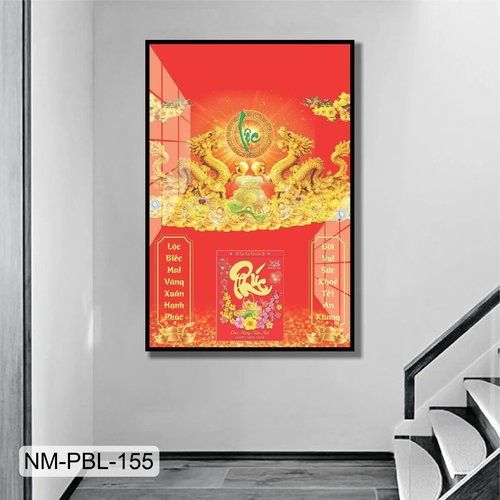 Lịch Tết Tranh Tráng Gương Treo Tường Rồng Vàng Mẫu 1 2025