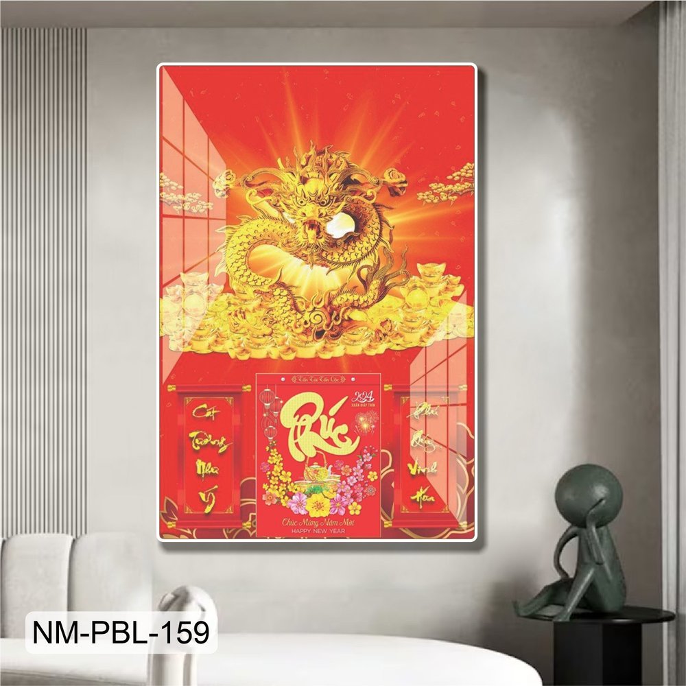 Lịch Tết Tranh Tráng Gương Treo Tường Rồng Vàng Mẫu 3