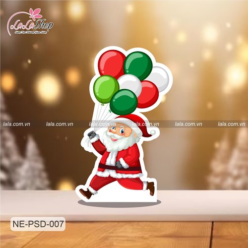Standee Trang Trí Noel Ông Già Noel Cầm Bong Bóng Bay Mẫu 1