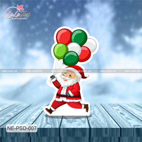 Standee Trang Trí Noel Ông Già Noel Cầm Bong Bóng Bay Mẫu 1