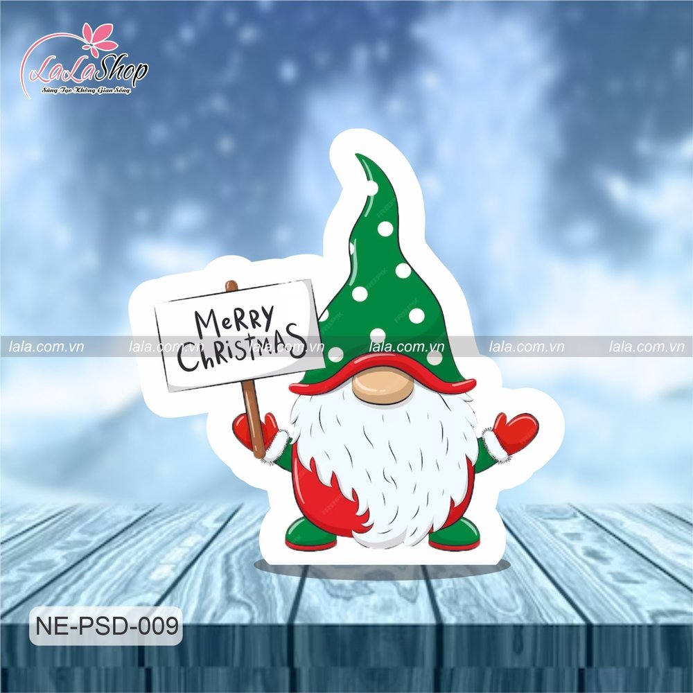 Standee Trang Trí Noel Ông Già Noel Mũ Xanh