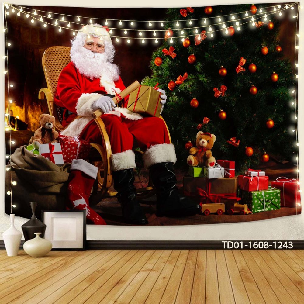 Tranh Vải Treo Tường Trang Trí Noel Ông Già Noel Mẫu 3