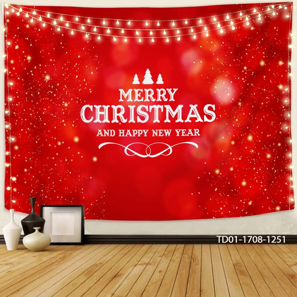 Tranh Vải Treo Tường Trang Trí Noel Merry Christmas & Happy New Year Mẫu 6