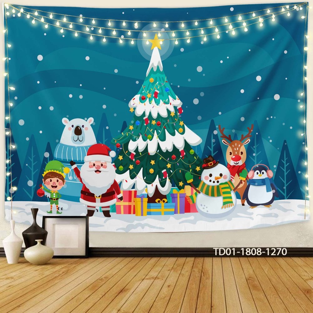 Tranh Vải Treo Tường Trang Trí Noel Đêm Giáng Sinh Mẫu 3