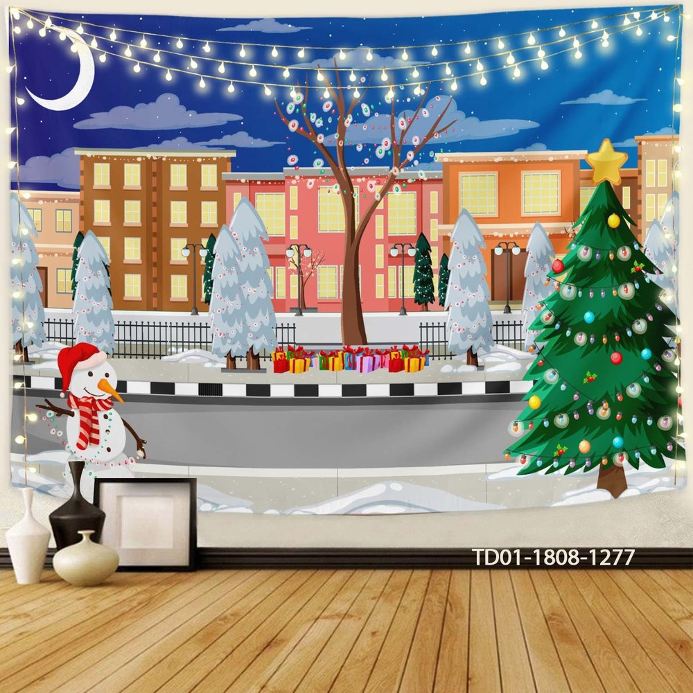 Tranh Vải Treo Tường Trang Trí Noel Đêm Giáng Sinh Mẫu 4