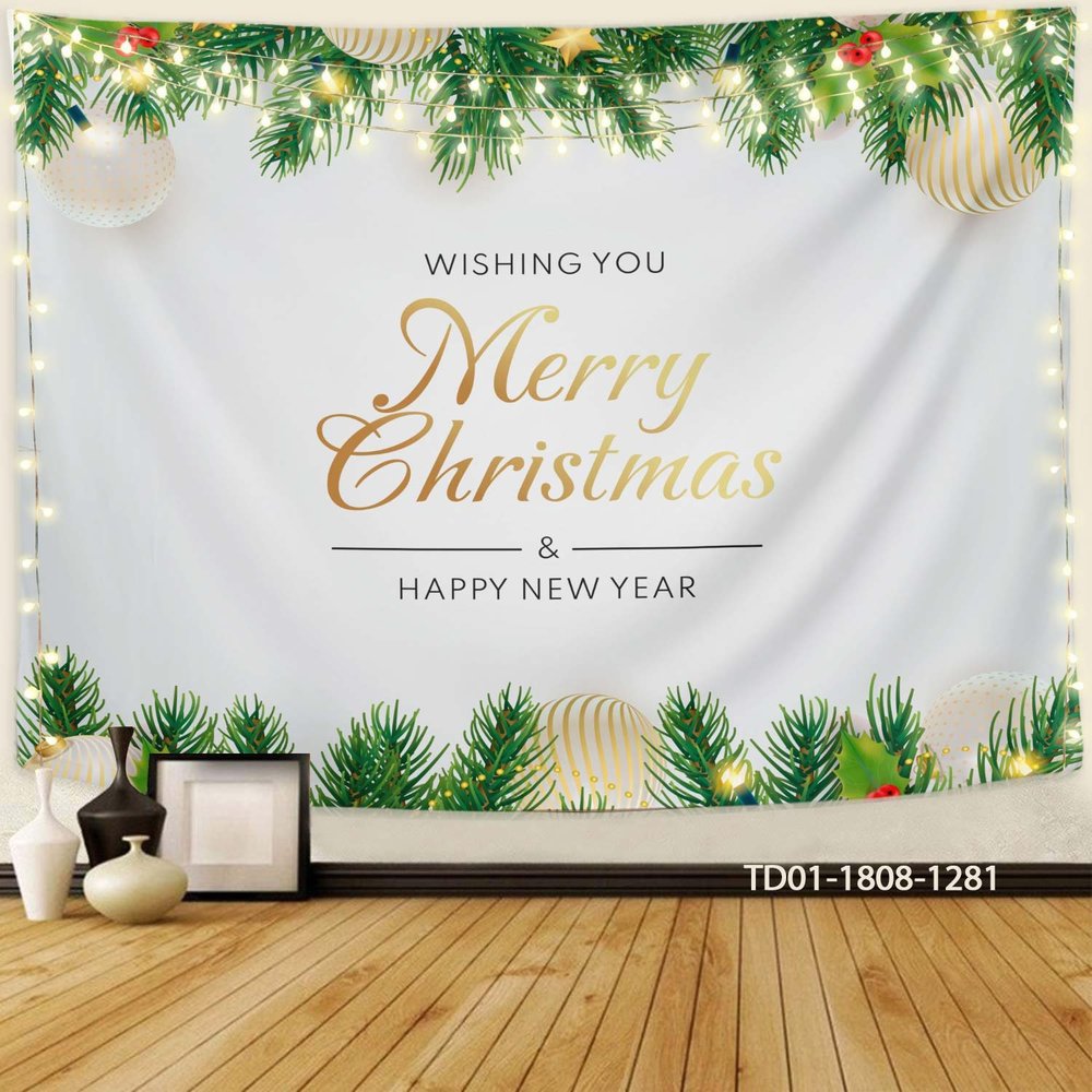 Tranh Vải Treo Tường Trang Trí Noel Merry Christmas & Happy New Year Mẫu 16