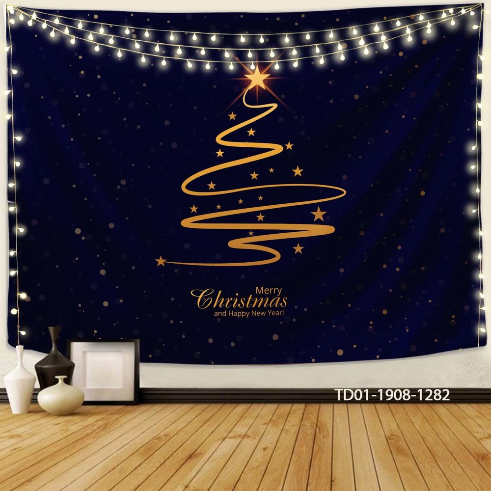 Tranh Vải Treo Tường Trang Trí Noel Merry Christmas & Happy New Year Mẫu 17