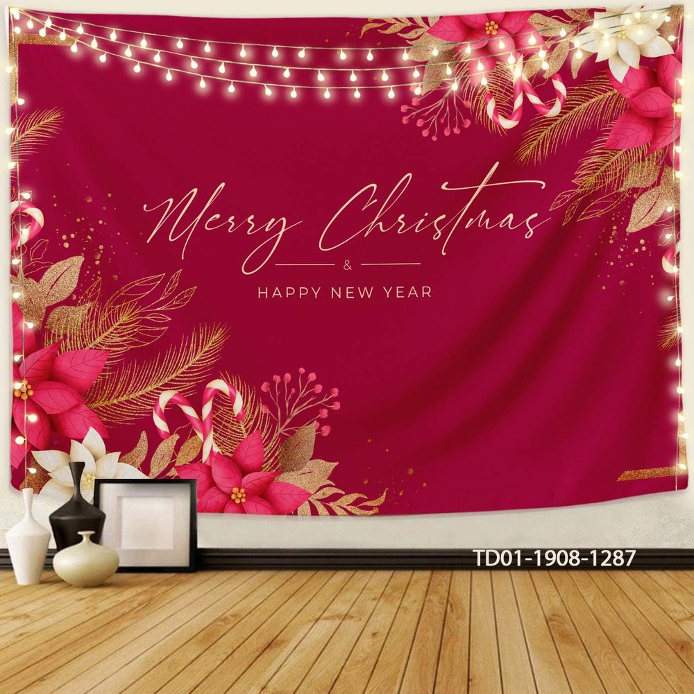 Tranh Vải Treo Tường Trang Trí Noel Merry Christmas & Happy New Year Mẫu 19