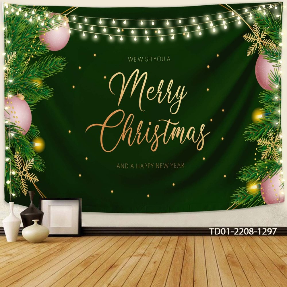 Tranh Vải Treo Tường Trang Trí Noel Merry Christmas & Happy New Year Mẫu 25