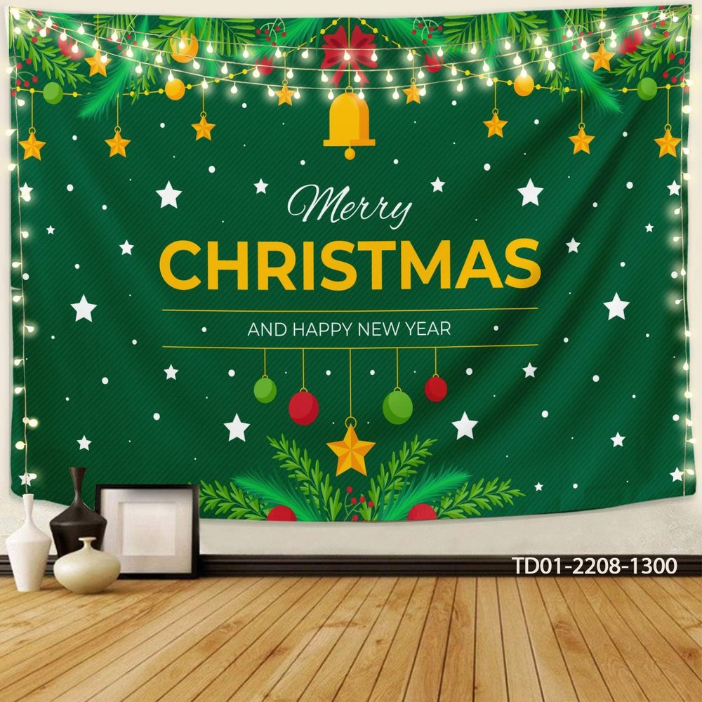 Tranh Vải Treo Tường Trang Trí Noel Merry Christmas & Happy New Year Mẫu 26