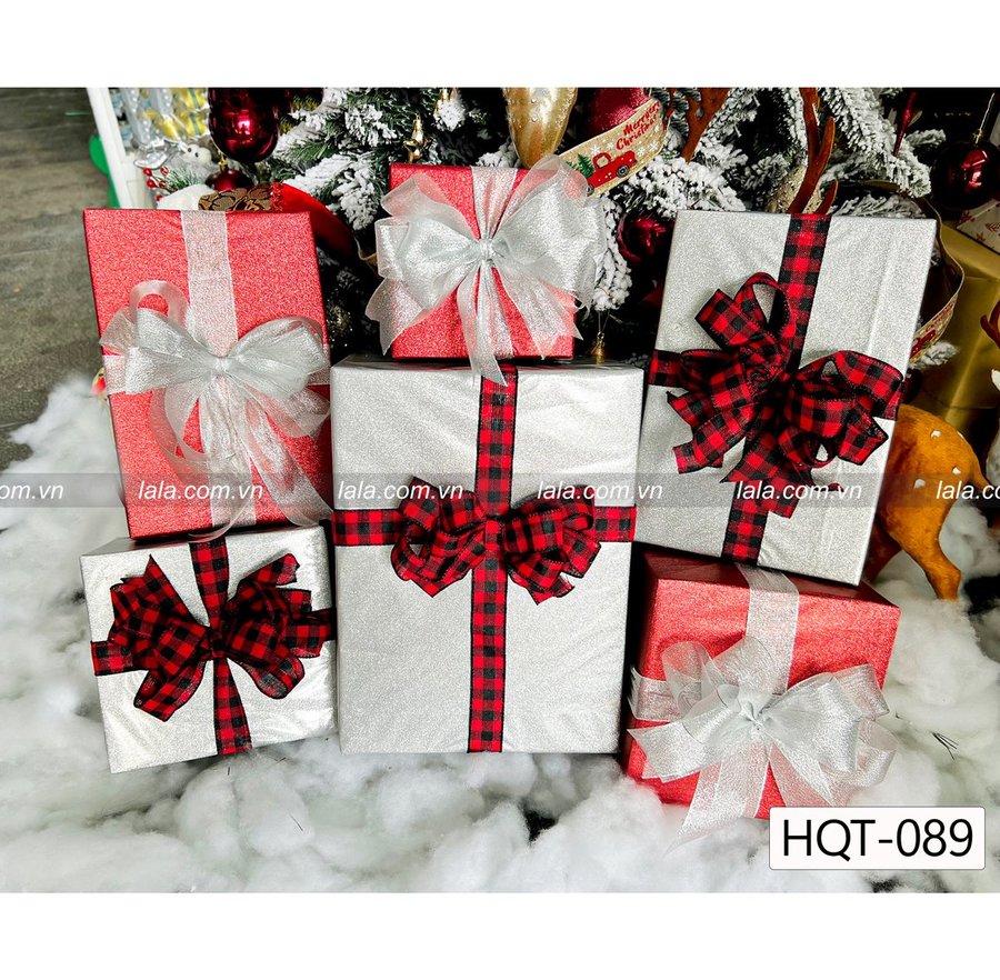 Set 6 hộp quà giáng sinh trang trí cây thông noel làm quà tặng - Mẫu 089